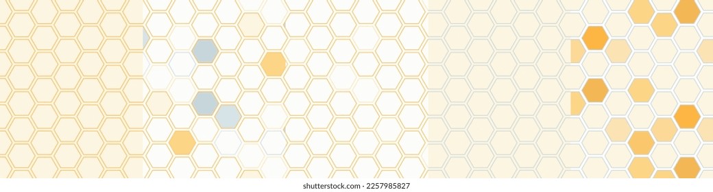 Set of seamless backgrounds in the form of beehives. Honeycombs