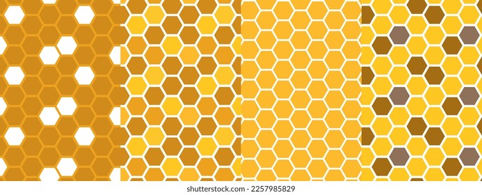 Conjunto de fondos sin costura en forma de colmenas. Honeycombs
