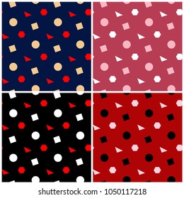 Set of seamless backgrounds with geometric patterns for wallpapers, textile and fabrics