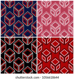 Set of seamless backgrounds with geometric patterns for wallpapers, textile and fabrics