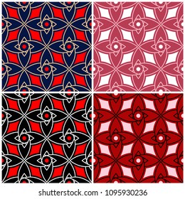 Set of seamless backgrounds with geometric patterns for wallpapers, textile and fabrics