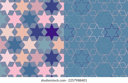 Set of seamless backgrounds. Geometric shapes. Backgrounds with stars