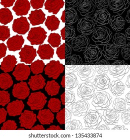a set of seamless backgrounds. The outline of a rose, red, black and white colors. Many similarities to the author's profile