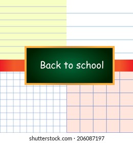 A set of seamless backgrounds in the school exercise book leaves