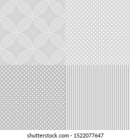 Set of seamless backgrounds. Stripe pattern. Abstract geometric wallpaper of the surface. Dotted texture. Prints for your design. Black and white illustration