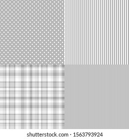 Set of seamless backgrounds. Stripe pattern. Abstract dotted wallpaper. Prints for your design
