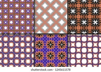 Set of Seamless backgrounds. Vector illustration. Hand drawn wrap wallpaper, cover fabric, cloth textile design.