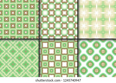Set of Seamless backgrounds. Vector illustration. Hand drawn wrap wallpaper, cover fabric, cloth textile design.
