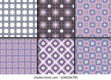 Set of Seamless backgrounds. Vector illustration. Hand drawn wrap wallpaper, cover fabric, cloth textile design.