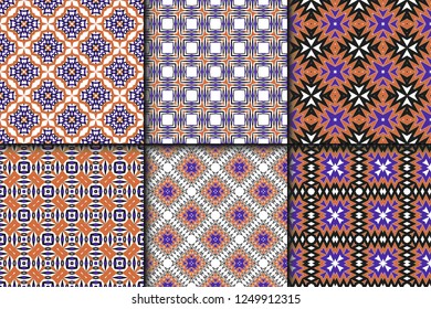 Set of Seamless backgrounds. Vector illustration. Hand drawn wrap wallpaper, cover fabric, cloth textile design.