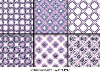Set of Seamless backgrounds. Vector illustration. Hand drawn wrap wallpaper, cover fabric, cloth textile design.