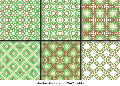 Set of Seamless backgrounds. Vector illustration. Hand drawn wrap wallpaper, cover fabric, cloth textile design.