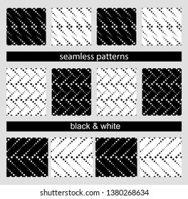 Set of seamless backgrounds in white and black colors