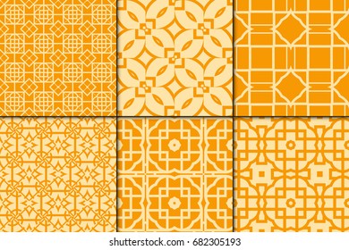 set of Seamless. Beautiful geometric ornament. vector illustration. for invitation, background, wallpaper. orange color