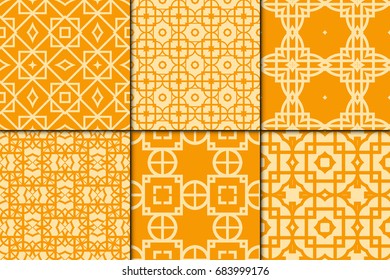 set of Seamless. Beautiful geometric ornament. vector illustration. for invitation, background, wallpaper. orange color