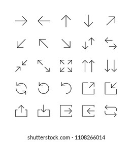 Set of seamless black arrows for mobile user interface and web design isolated on white background