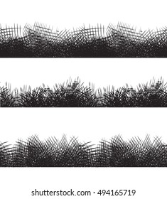 Set seamless black and white borders with pencil strokes. Vector element for your design