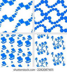 Establecer un patrón de flor cuadrado azul sin soldadura, perfecto para envolver papel, plástico y tela