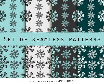 Set seamless boho pattern. The hippie style ornament for clothes, bedding, wallpaper. Vector illustration.
