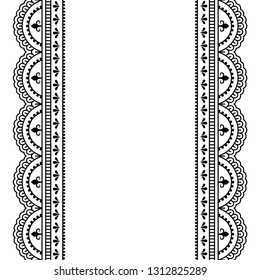 Set of seamless border for Henna drawing and tattoo. Decoration in oriental, Indian style.
