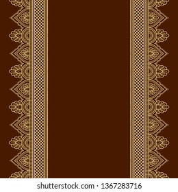 Set of seamless border ornament for design, Henna drawing, Mehndi and tattoo. Decorative pattern in ethnic oriental, Indian style.