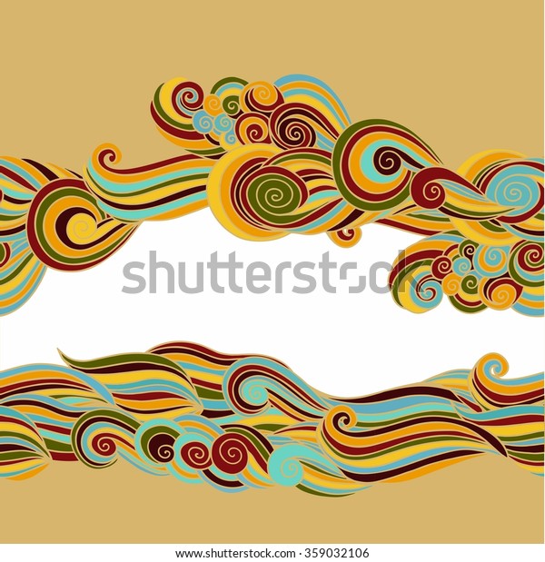 Set Seamless Border Patters Stylized Waves Stock Vector (royalty Free 