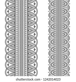 Set Seamless Borders Design Application Henna Stock Vector (royalty 