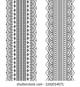 Set Seamless Borders Design Application Henna Stock Vector (Royalty ...