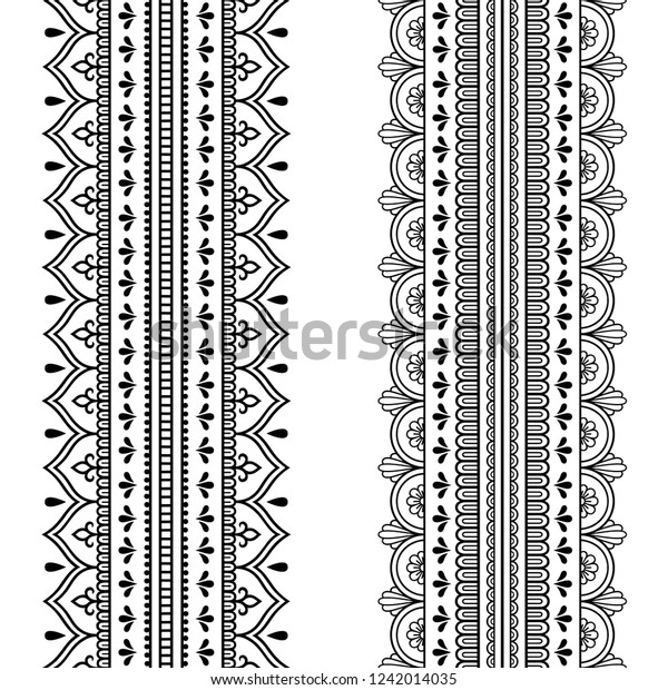 Set Seamless Borders Design Application Henna Stock Vector Royalty Free 1242014035 Shutterstock 1745