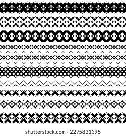 Conjunto de bordes sin soldadura, patrones geométricos aislados en fondo blanco