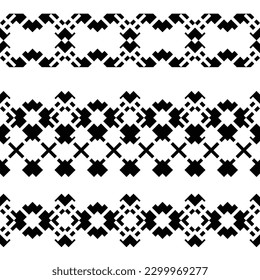 Set of seamless borders, geometric patterns isolated on white background