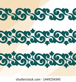 Set of seamless borders in oriental style