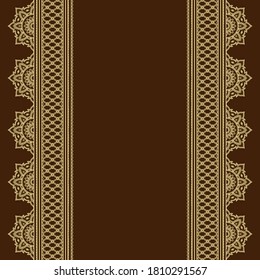 Set of Seamless borders pattern for Mehndi, Henna drawing and tattoo. Decoration in ethnic oriental, Indian style. Doodle ornament. Outline hand draw vector illustration.