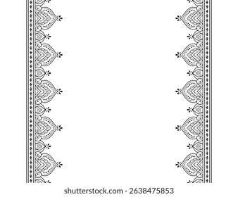 Set of Seamless borders pattern for Mehndi, Henna drawing and tattoo. Decoration in ethnic oriental, Indian style. Doodle ornament. Outline hand draw vector illustration.