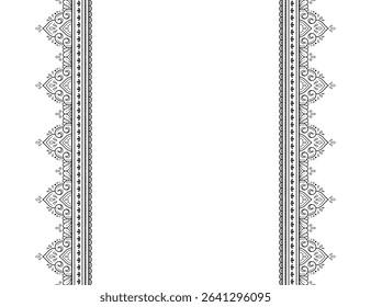 Set of Seamless borders pattern for Mehndi, Henna drawing and tattoo. Decoration in ethnic oriental, Indian style. Doodle ornament. Outline hand draw vector illustration.