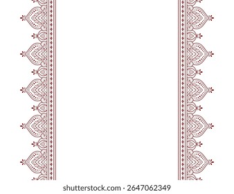 Set of Seamless borders pattern for Mehndi, Henna drawing and tattoo. Decoration in ethnic oriental, Indian style. Doodle ornament. Outline hand draw vector illustration.