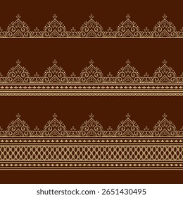Set of Seamless borders pattern for Mehndi, Henna drawing and tattoo. Decoration in ethnic oriental, Indian style. Doodle ornament. Outline hand draw vector illustration.