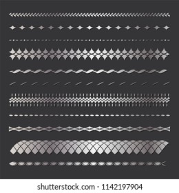Set of seamless  borders. A template for printing postcards, invitations, books, for textiles, engraving, wooden furniture, forging. Vector.