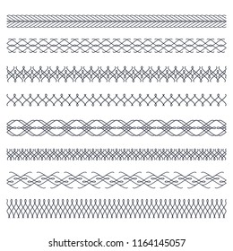 Set of seamless  borders. A template for printing postcards, invitations, books, for textiles, engraving, wooden furniture, forging. Vector.