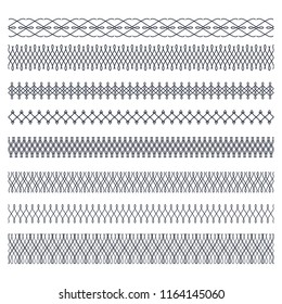 Set of seamless  borders. A template for printing postcards, invitations, books, for textiles, engraving, wooden furniture, forging. Vector.