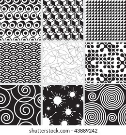 Set of seamless both side pattern. Vector layered.