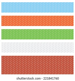 Set of seamless brick patterns of brick walls.