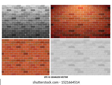 set of seamless brick wall textured with grunge style concept. easy to modify