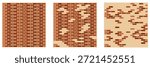 Set of Seamless Brick-Red Brown Brick Wall Patterns. Building and Construction Block Textures.