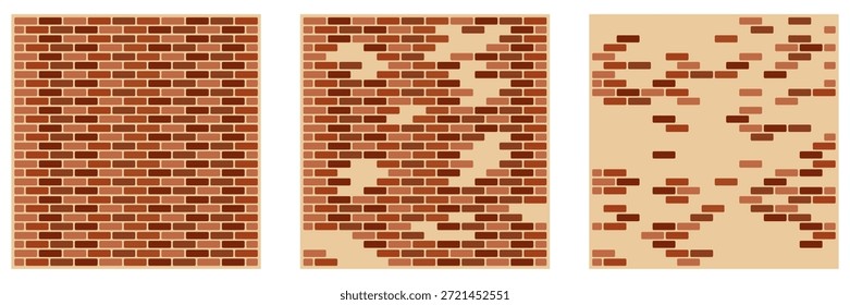 Conjunto de patrones de pared de ladrillo marrón rojo sin costuras. Edificio y Construcción de Texturas de Bloques.