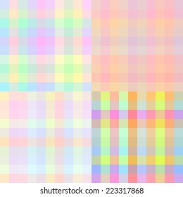 Set of seamless bright and colorful patterns from rainbow squares