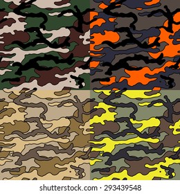 Set of seamless camouflage background pattern. Camouflage background pattern. Camouflage vector background.