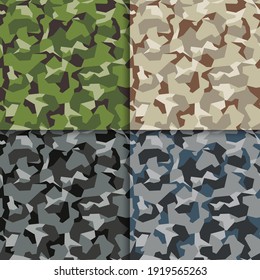 Set of seamless camouflage pattern. Splinter camouflage vector. M90 camo