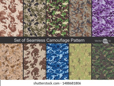 Set of Seamless Camouflage Pattern Vector