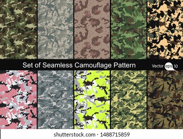 Set of Seamless Camouflage Pattern Vector